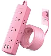 Pink Power Strip, NTONPOWER Surge Protector Power Strip, Cute Pink Extension Cord 5FT, 9 Outlets ...