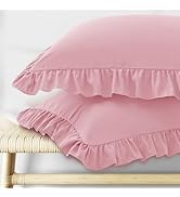 KKJIAF Ruffle Pillow Cases Standard Size Set of 2, Ruffled Pillow Covers with Envelope Closure, W...