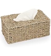 Sumnacon Rectangular Seagrass Tissue Box Cover - Vintage Woven Tissue Box Holder, Decorative Tiss...