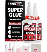 Gap Fill Super Glue 120g Heavy Duty, Thick Cyanoacrylate (CA) Glue with Anti-Clog Caps & Precisio...