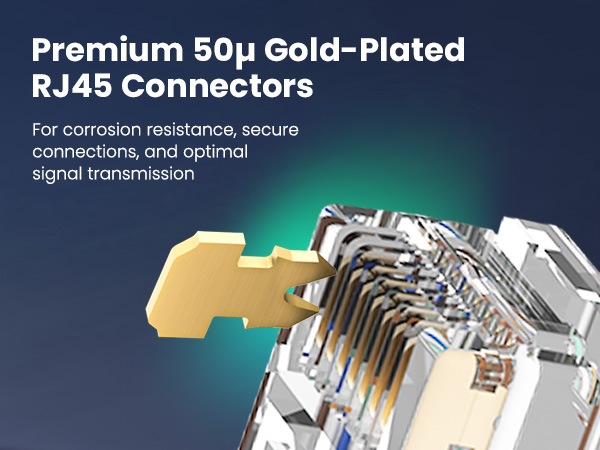 Premium 50u Gold-Plated RJ45 Connectors