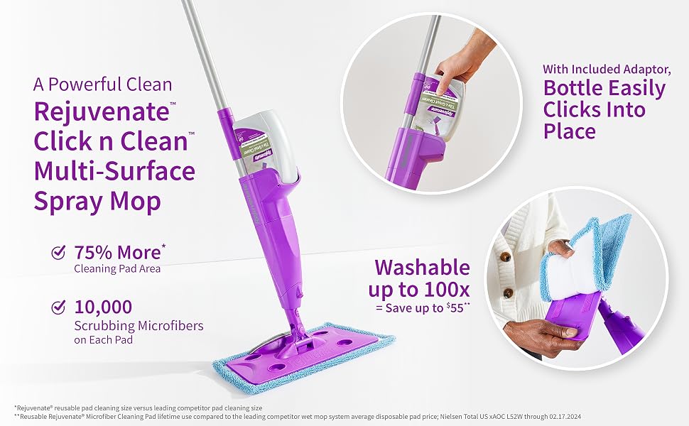 Pair with the Rejuvenate Click n Clean Multi-Surface Spray Mop for a powerful clean
