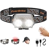 EverBrite Headlamp Rechargeable with Motion Sensor, 2-in-1 LED Adjustable Head Lamp to Wear and C...