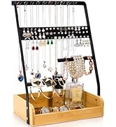 Pumtus Metal Jewelry Organizer Stand, 5-Tier Sturdy Black Jewelry Holder Tree, 10-Hook Necklace H...