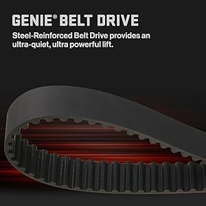 genie quietlift connect smart garage door opener steel reinforced belt drive, ultra quiet durable