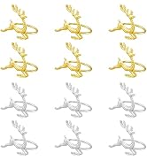 HOBBIESAY 12pcs 2 Colors Alloy/Iron Napkin Rings Elk Christmas Napkin Rings Easter Napkin Rings H...