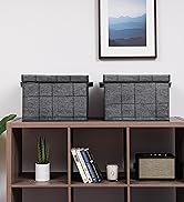 VENO 4 Pack Large Collapsible Storage Bin with Lid, Decorative Box, Cube, Organizer, Container fo...