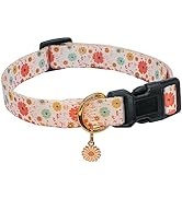 Cotton Handmade Dog Collar for Small Medium Large Dogs,Beige Daisy with Pendant Cute Dog Collars,...