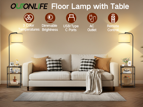 floor lamp with table