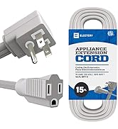 15 Ft Appliance Power Extension Cord, Heavy Duty 14 Gauge Gray Wire for All Major Appliances, 187...