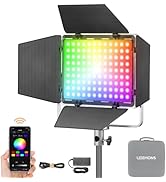 Godox LP400R RGB LED Video Light with Barndoor, 36W 1800K-10000K 6480Lux LED Panel Light with 14 ...