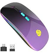 LED Wireless Mouse Bluetooth &2.4GHz Instant Connection,Rechargeable Ultra Silent Slim,3 Adjustab...
