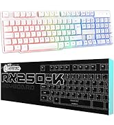 Orzly White Gaming Keyboard RGB USB Wired Rainbow Keyboard Designed for PC Gamers, PS4, PS5, Lapt...