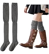 huablo Over Knee High Boot Socks - Slouch Top Over Knee Knit Fashion Thigh Sock for Women