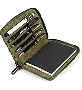Londo Genuine Leather Padfolio with Pencil Holder Notepad and Zipper Closure (Green)