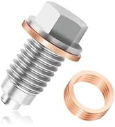 M12x1.75 Magnetic Oil Drain Plug & 5PCS Oil Drain Plug Gasket,Stainless Steel Engine Oil Drain Pl...
