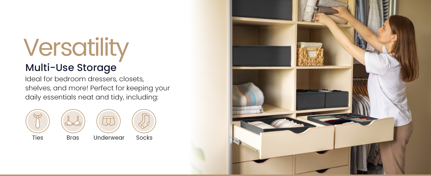 Versatility - multi-use storage to keep daily essentials neat and tidy in dressers or closets