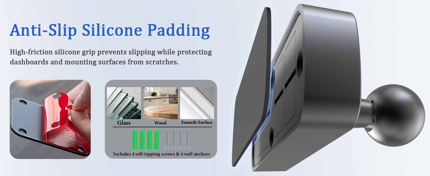 Magnetic iPad mount with silicone padding, screw-on tablet holder for commercial vehicles.