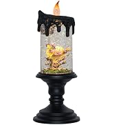 Eldnacele Halloween Snow Globe Candle Battery Operated Lighted Flameless Candles Light Swirling W...