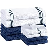 Homaxy 100% Cotton Kitchen Towels and Dishcloths Set, 12 x 12 & 16 x 26 Inches, Set of 8 Bulk Dua...