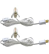 KGC C7 Accessory Cord with 2 C7 Led Light Bulb Candelabra-Base E12 Socket, White Cord with On/Off...