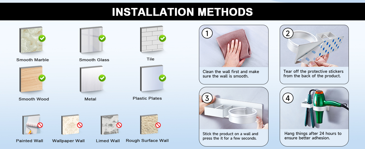 adhesive flat iron holder