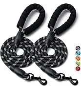 2 Pack Dog Leash, 4/5//6 FT Heavy Duty Nylon Rope Pet Leashes with Comfortable Padded Handle, Ref...