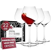 Gusto Nostro Crystal Wine Glasses Set of 4, 22 Oz Long Stem Modern Wine Glasses for White and Red...