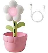 Flower Humidifier with Night Light,300ML USB Rechargeable Quiet Cool Mist Humidifier for Bedroom ...