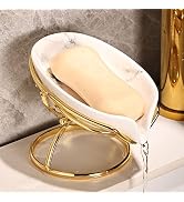 Dobbyby Leaf-Shaped Ceramic Soap Dish with Drain, Holder, Saver, Tray, Bar Soap Holder, Easy Clea...