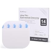 LotFancy Hydrocolloid Bandages, 4”x4”, 14pcs, Large Thin Hydrocolloid Gel Dressing, Waterproof Ad...