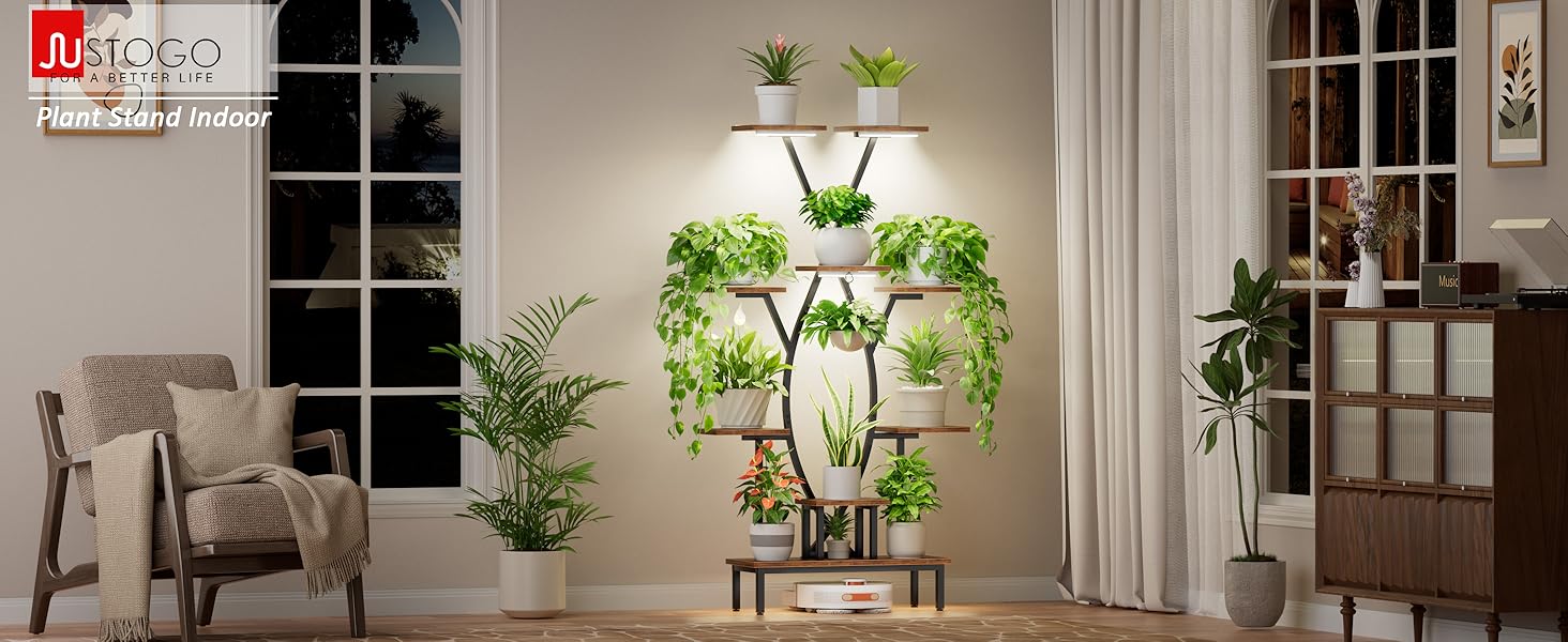 Plant Stand Indoor with Grow Lights for Living Room, Home Decor