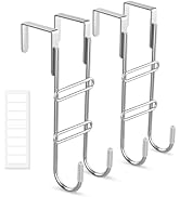 FYY 2 PCS Over the Door Hooks, Heavy Duty Double Hanger with Non-Slip Pads, No-Drill Metal Hook f...
