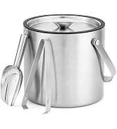 3L Double-Wall Stainless Steel Ice Bucket with Lid,Ice Scoop & Tongs,100oz | Ice Buckets for Part...