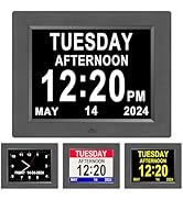 Jaihonda Clock with Day and Date for Elderly,Large Number Digital Clocks with 12 Alram Option,Lar...