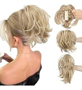 CJL HAIR Claw Clip Short Ponytail Hair Extensions DIY Bendable Metals Messy Bun Hair Piece for Wo...