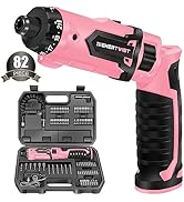 Enertwist Electric Screwdriver, 8V Max 10Nm Pink Cordless Screwdriver Rechargeable Set with 82 Ac...