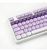 SUEHIODHY MOA Profile Keycaps, Cute PBT Keycaps, 135Keys Custom Round Keycap Set, Purple Dye-Subl...