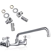 Sepaitek Leak-Free Kitchen Faucet Wall Mount 8" Center 12" Swivel Spout, Commercial Sink Faucet 2...