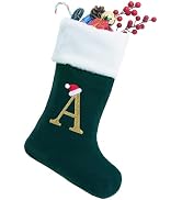 20 Inches Monogram Christmas Stockings with Letters, Large Super Soft Christmas Stockings Blackis...