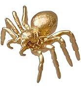 Pewery Gold Mini Spider Figurine, Solid Metal Animal Ornament, Mini Spider Sculpture for Home Off...