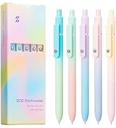 Lanxivi Black Ink Gel Pens 5 PCS Set, Fine Point 0.5mm Cute Pens, Gradual Barrel Comfort Grip Smo...