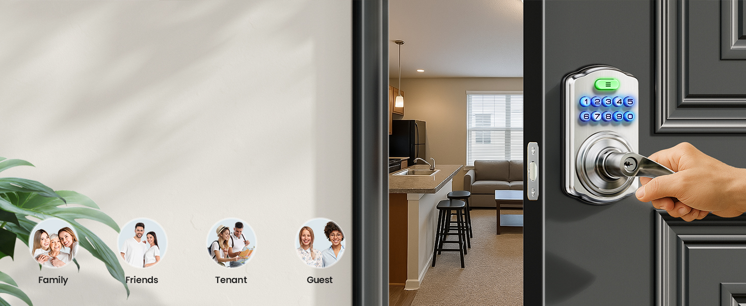 keypad door lock with handle
