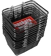 12Pcs Black Metal Shopping Basket with Handles, Portable Wire Shopping Basket, Black Wire Mesh sh...