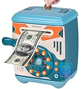 Kids Electronic Piggy Bank, Fun Music Safe Box Automatically Rolling Real Money with Password Cod...