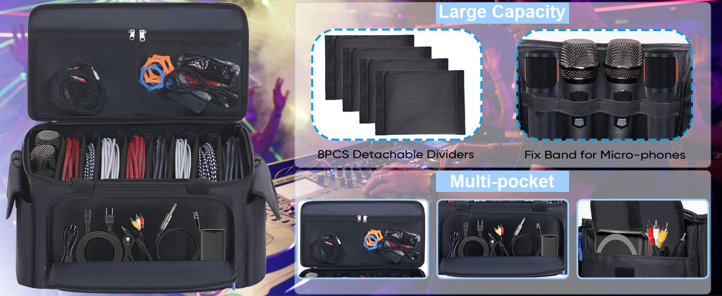 DJ Cable File Bag Gig Cords Organizer Storage Musician Music Equipment Accessories Travel Large