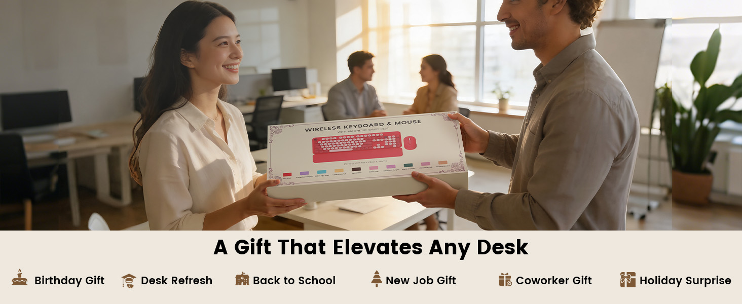 Sablute wireless keyboard and mouse combo presented as a thoughtful desk gift.