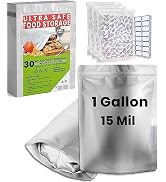 30 Mylar Bags for Food Storage 1 Gallon - Extra Thick 15 Mil - Long Term & Food Grade - Mylar Bag...