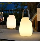 uuffoo 2 Pack Portable Outdoor Table Lamp, Dimmable Cordless Lamp with Remote and 7 RGB Colors IP...