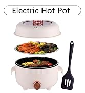 RHD Electric Hot Pot 2.2L with Steamer, Portable Non-Stick Frying Pan, Portable Travel Cooker for...